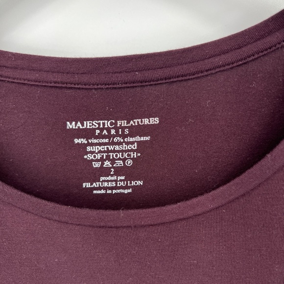 Majestic Filatures Viscose/elastane Crewneck Long Sleeve Tee Size 2 -M - Picture 5 of 5